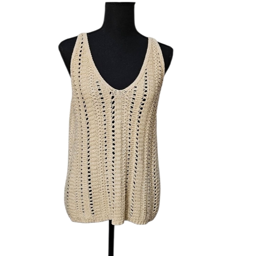 Universal Thread Cream Open Knit Sweater 53% Acrylic 31% Cotton 16% Nylon Sz XL